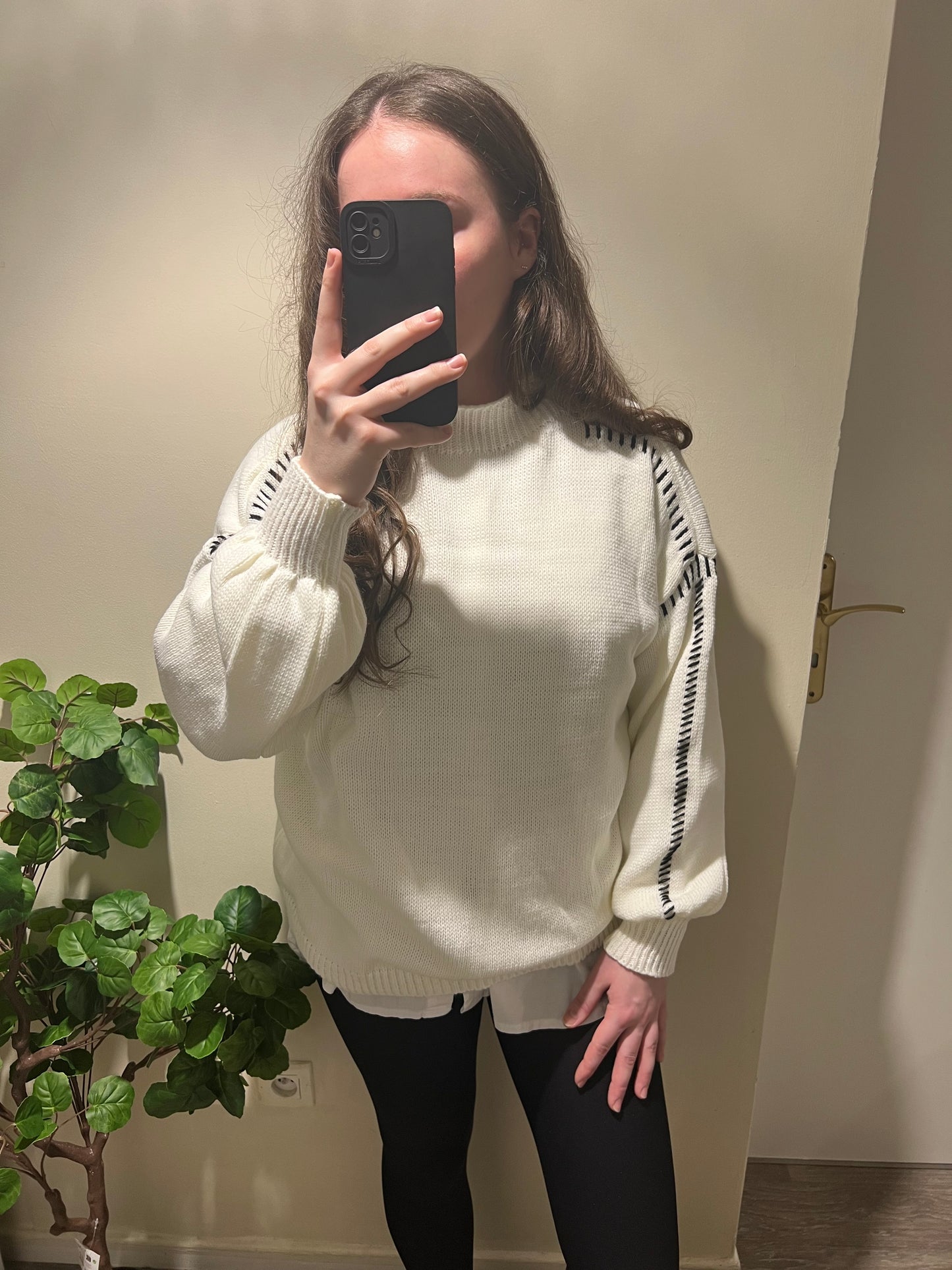 pull oversize tresses blanc